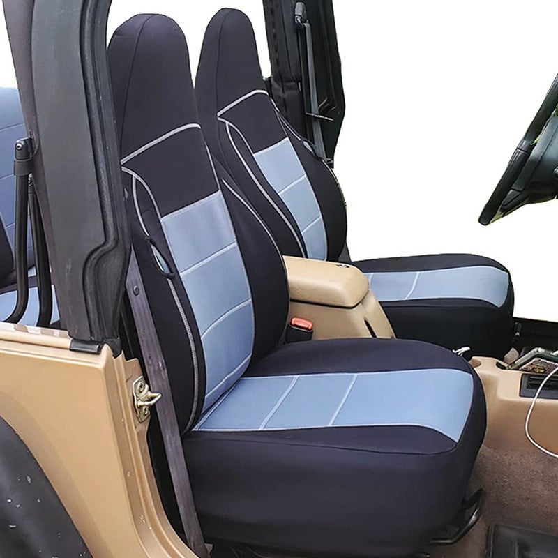 GEARFLAG Custom Fit Seat Cover for Wrangler TJ 1997-2002 - Full Set Diving Suit Grade Neoprene Waterproof Dirtproof - Ultimate Protection for Front and Rear Seats - Gray/Black Design - Image 3